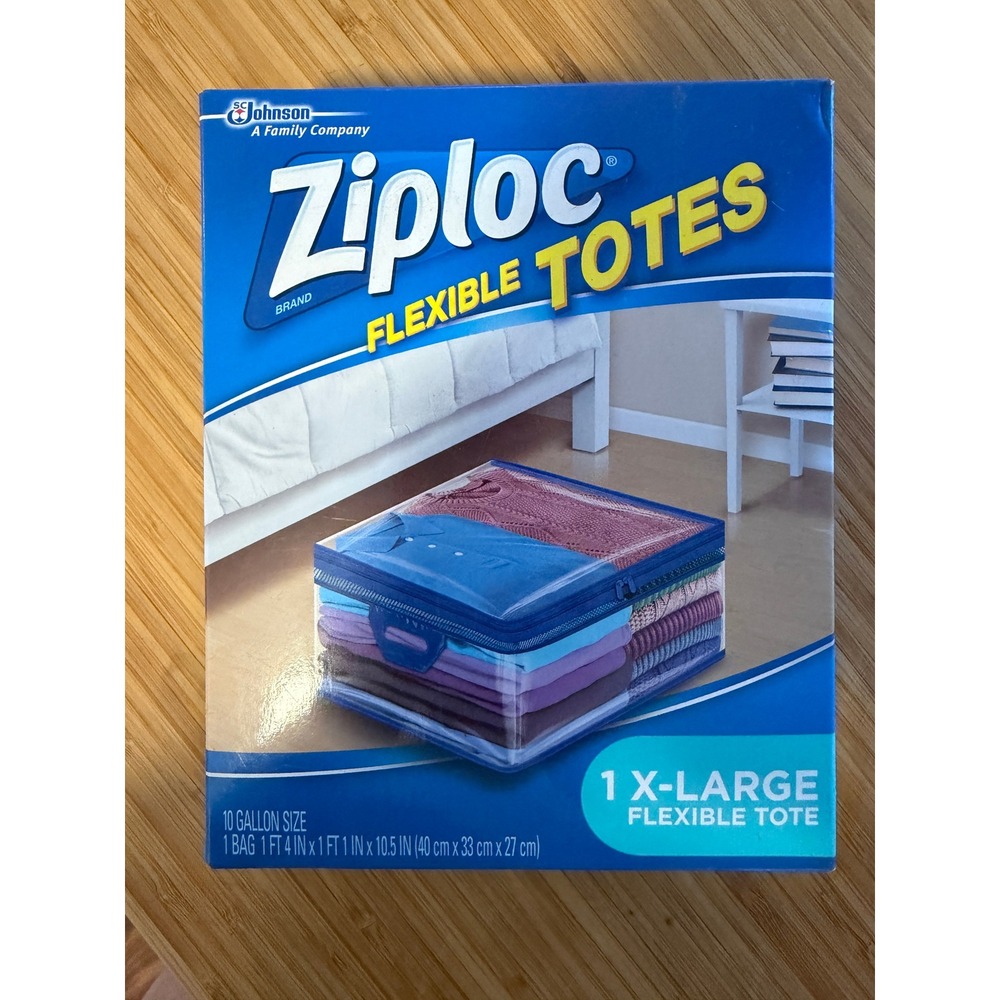 Ziploc 1 X-Large Flexible Storage Tote 10 Gallon Size Clear Plastic - New